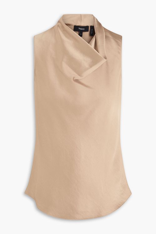 Draped satin-crepe top - Neutral - M