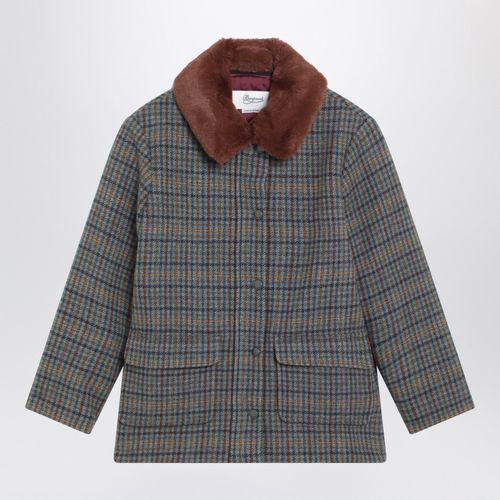 Joao quilted wool coat with checked pattern