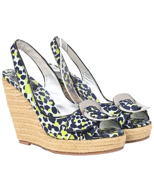 Women's Coated/Waterproof Canvas Slingback Summer Wedge  (Authentic Pre-Loved)