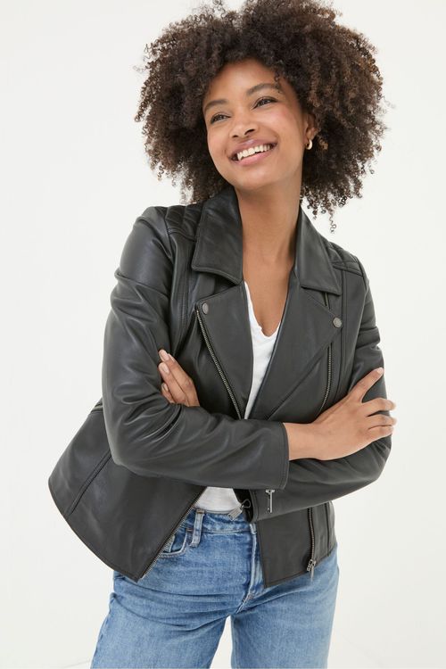 Bethany Black Quilted Biker Jacket