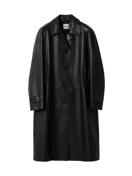 Women's Nappa Leather Coat - Black
