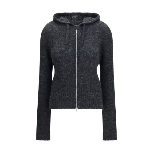 Alpaca-Blend Zip-Up Hoodie — Gray