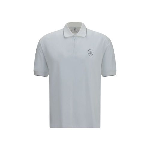 Logo-Embroidered Crest Polo Shirt — White