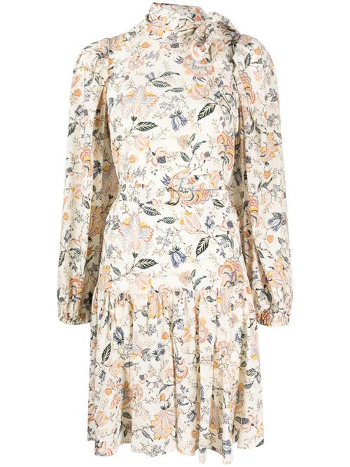 Floral-print bow-detail dress - Neutrals