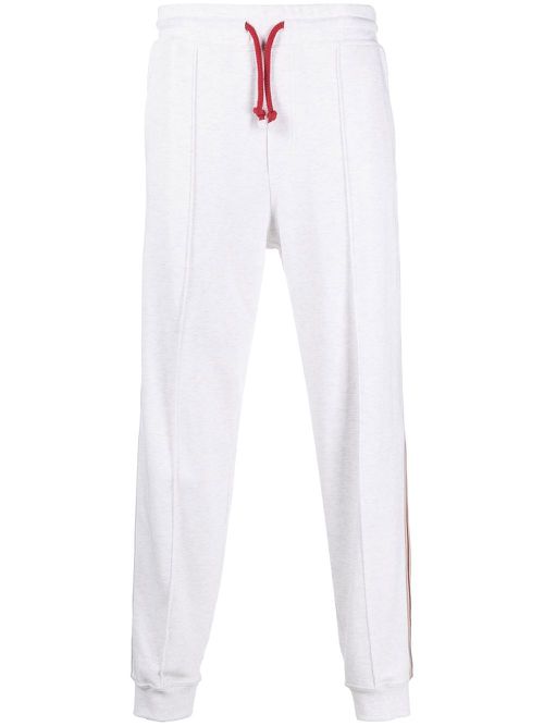 Striped-trim cotton track pants - White