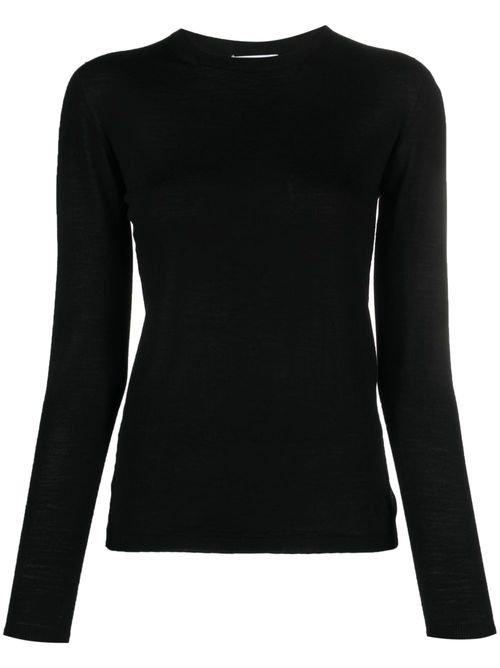 Crew-neck virgin wool jumper - Black