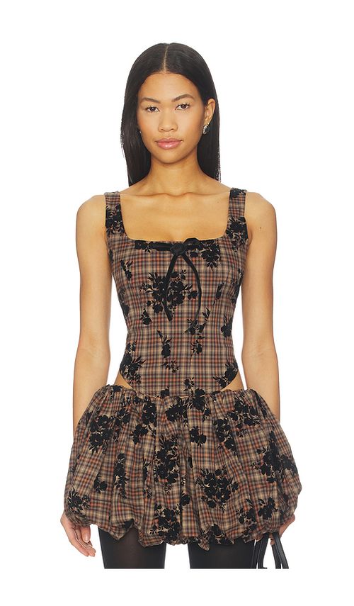 Zemeta CLASSY CHECK CORSET トップ - Brown. L. Also - M