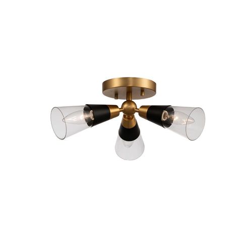 Ponti 3-Light Ceiling Light in Matte Black with New Bra