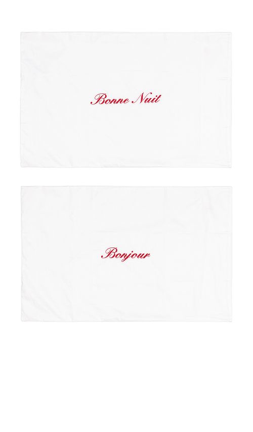 Abbode LOT DE TAIES D'OREILLER BONJOUR ET BONNE NUIT BONJOUR AND BONNE NUIT PILLOWCASE SET en White