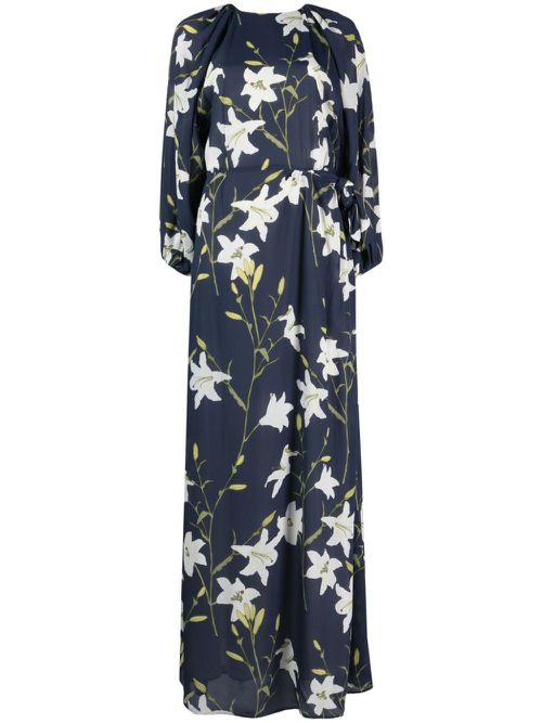 Evian lily-print maxi dress - Blue