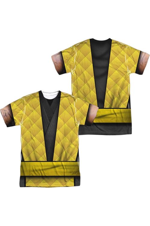 Mortal Kombat Klassic Scorpion Outfit (Front/Back Print) Short Sleeve Adult Poly Crew Tee / T-Shirt