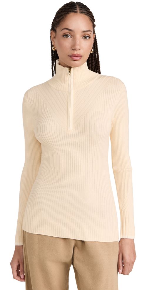 Demi Half Zip Knit Pullover Whitecap Grey