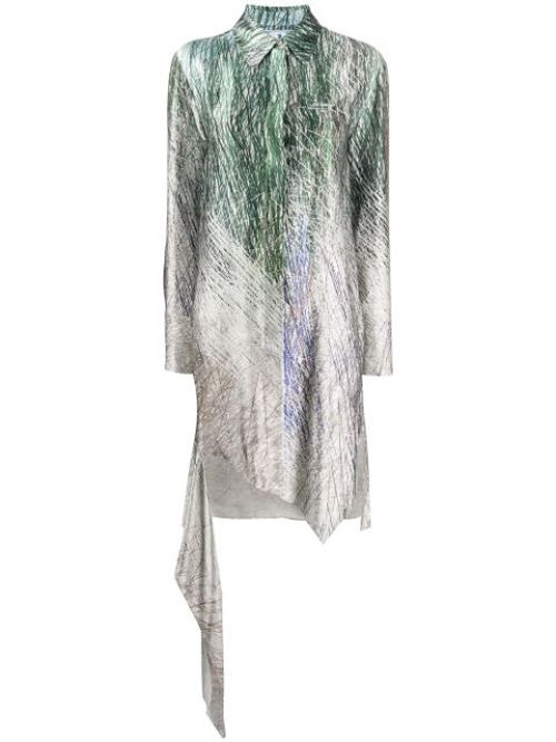 Spiral asymmetric shirt dress