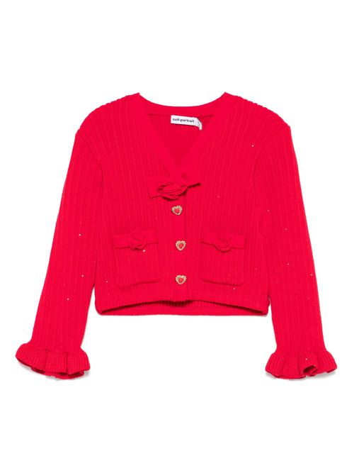 Ribbed-knit cardigan - Red