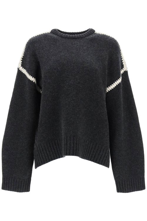 -Pullover Con Ricami A Contrasto-Donna