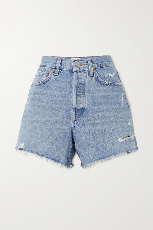 Long Parker Distressed Organic Denim Shorts