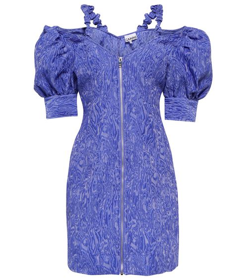 Ganni Jacquard puff-sleeve minidress