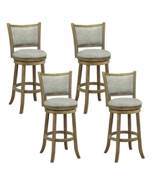 Swivel Bar Stools Set of 4 30 Inch Bar Height Chairs with Backrests and Wood Frame - Grey