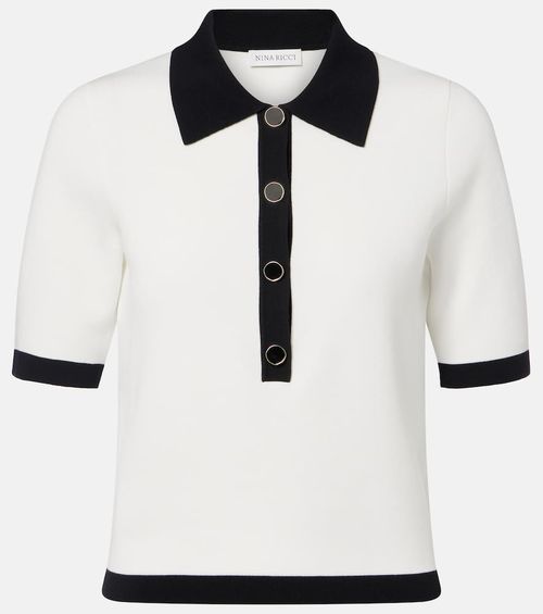 Ribbed-knit polo shirt
