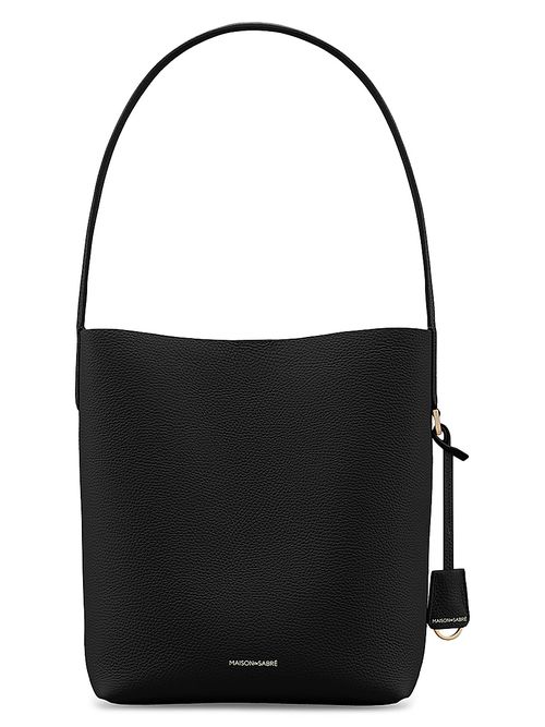 Women's Leather Bucket Soft Tote Bag - Rouge Noir