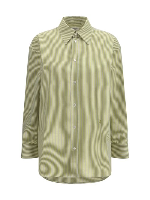 Vertical Striped Cotton Shirt — Olive
