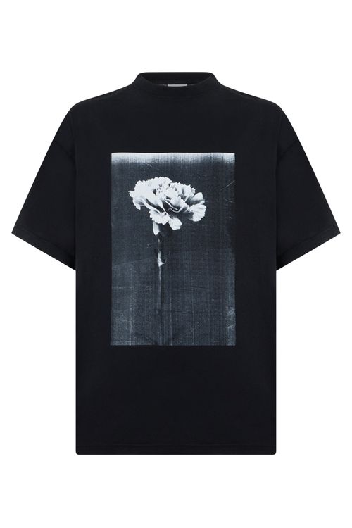 Monochrome Graphic T-Shirt with Artistic Front