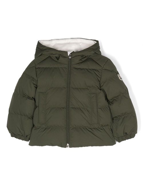 Logo-patch padded-design jacket - Green