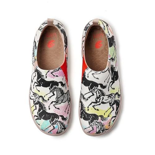 UIN Sneakers for Women Slip On Shoes Casual Comfortable Wide Lightweight Walking Fashion Tnenis Travel Art Painted Loafers