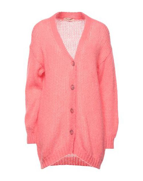 Woman Cardigan Coral Size L Polyamide, Mohair wool, Wool