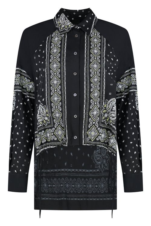 Printed Viscose Shirt with Bandana Print & Drawstring Hem