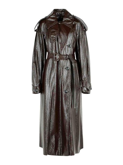 Long Patent Effect Trench Coat