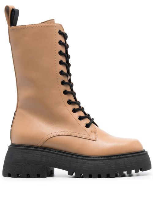 40mm lace-up leather boots - Brown