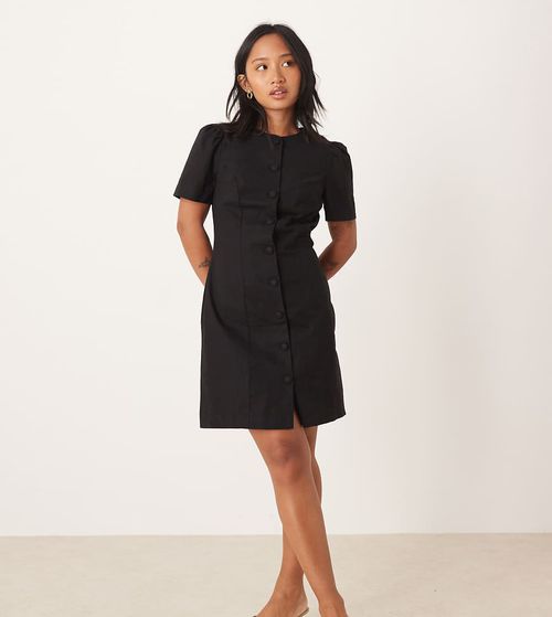 Nobody's Child Petite Tara puff sleeve tailored mini dress in black