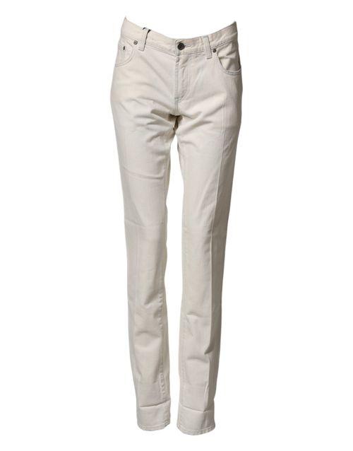 White Cotton Denim Jeans — White
