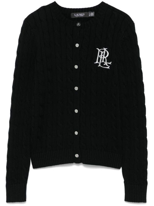 Logo-embroidered cardigan - Black