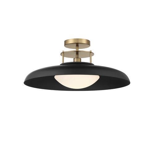 Gavin 1-Light Ceiling Light in Matte Black with Warm Brass Accent
