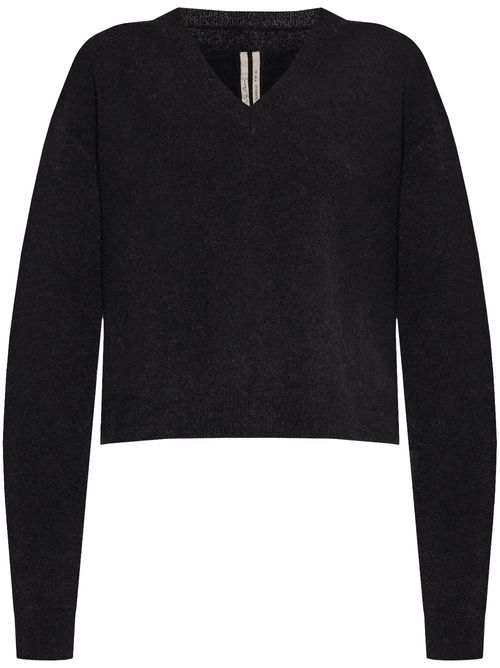 V-neck ribbed knit top - Black