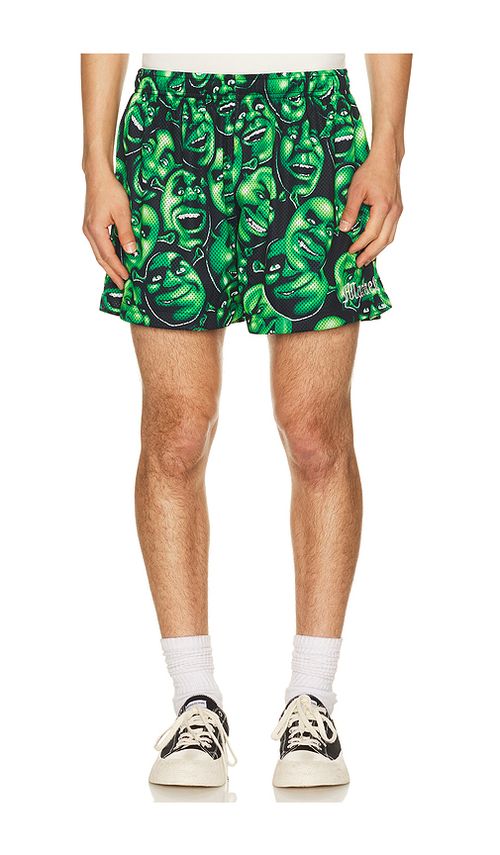 Market x Shrek All Over Print Mesh Shorts in Black,Green. L. Also in M, S, XL/1X