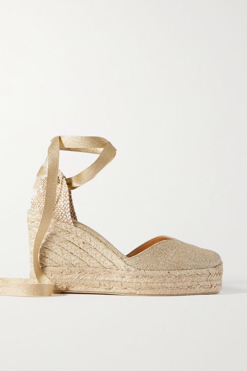 + Net Sustain Chiara 80 Metallic Canvas Wedge Espadrilles - Gold