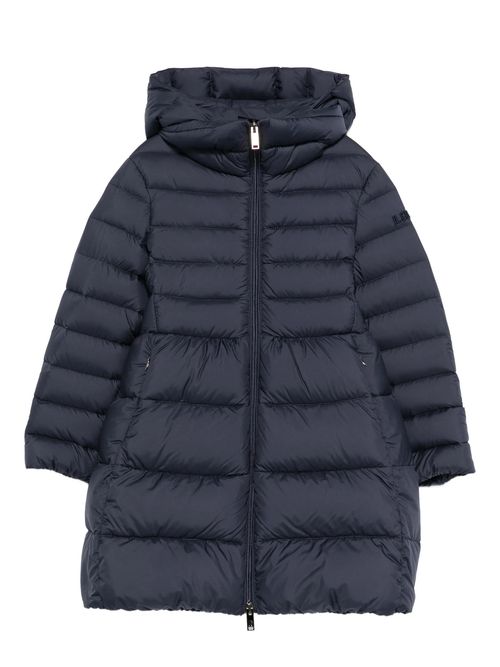 Girls' Long Hooded Down Jacket with Zip Closure
