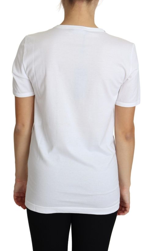 Heart Crystals Embellished T-Shirt — White