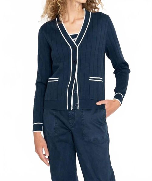 Dede Lightweight Cardigan In Navy/cream