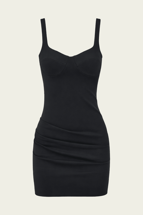 Lindy Sculpted Scuba Mini Dress in Black