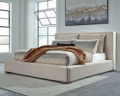 Langford Queen Upholstered Bed, Light Grayish Brown