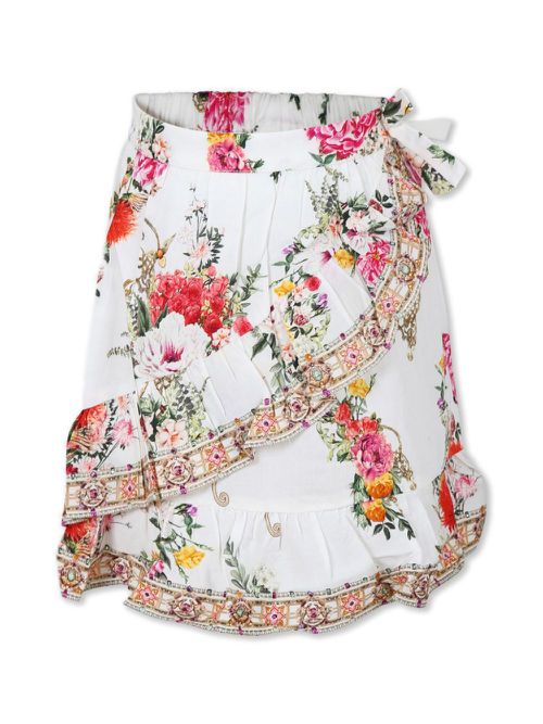 Frill mini wrap skirt - White