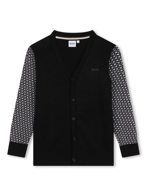 Monogram-jacquard cotton jumper - Black