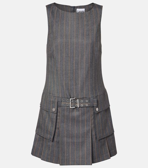 Belted pinstripe minidress