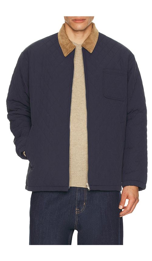 Bound Quilted Jacket in Navy. S. Also in L, M, XL/1X