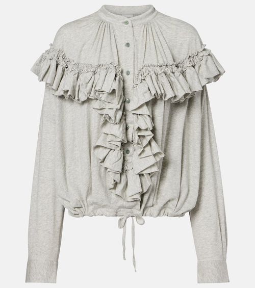Ruffled cotton jersey blouse