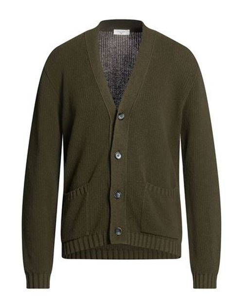 Man Cardigan Military green Size 40 Cotton, Acrylic